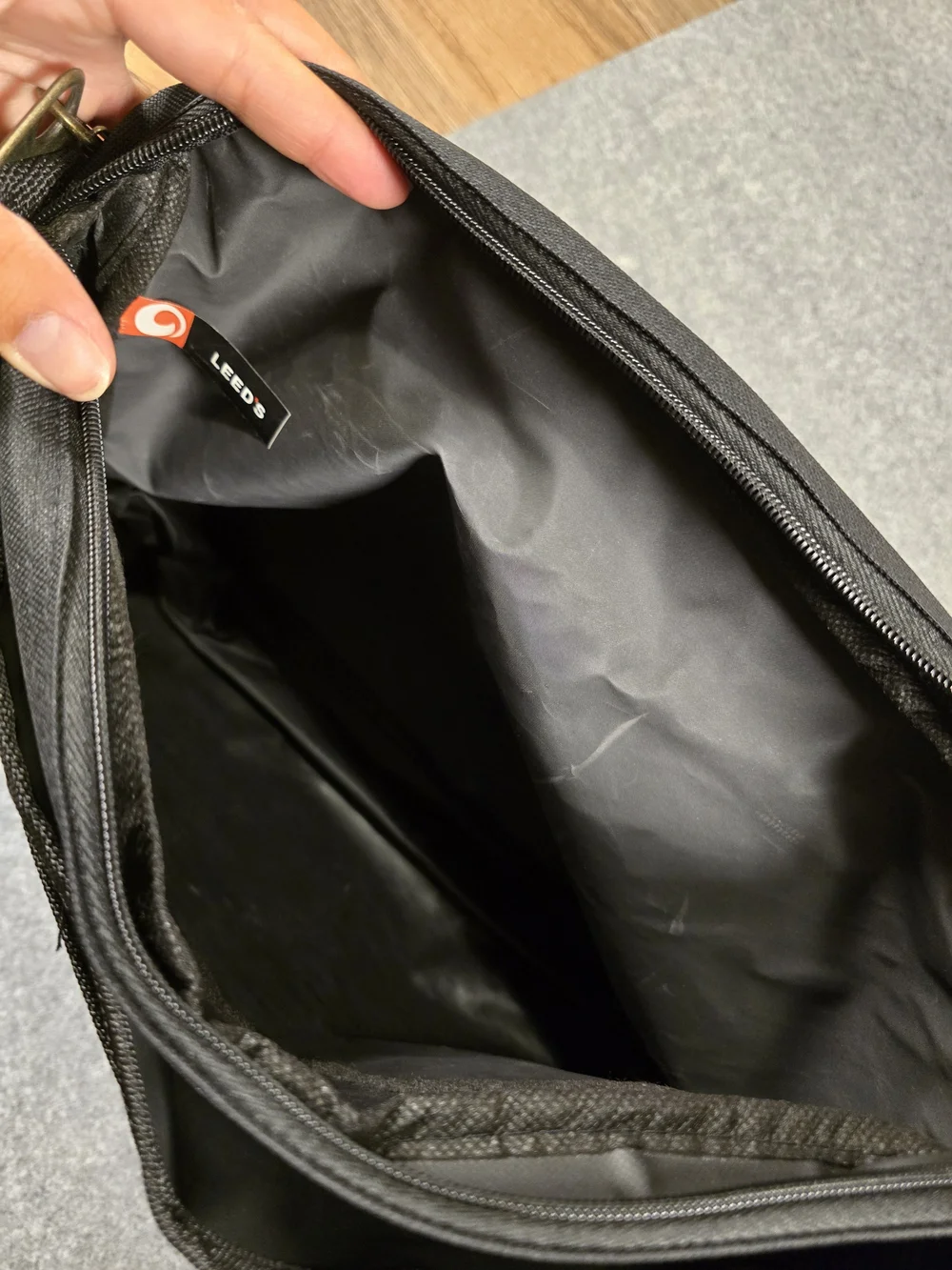 LEEDS Messenger Bag Black NRA Logo with Sturdy Adjustable Strap